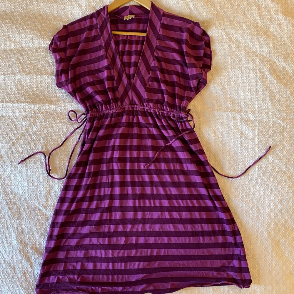 Ella Moss fuschia-striped, side-tie dress, size M